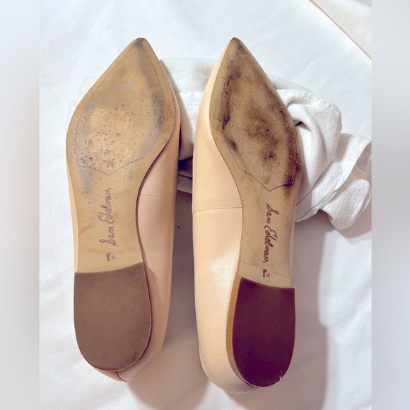 Sam Edelman Rae Pointed Toe Nude Leather Flats Sz 8.5 - Picture 5 of 8